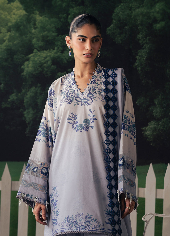 Moonsoon Edit by Cross Stitch Unstitched Printed Cambric 3 Piece Suit CS26UCM Azure Bloom - Casual Collection