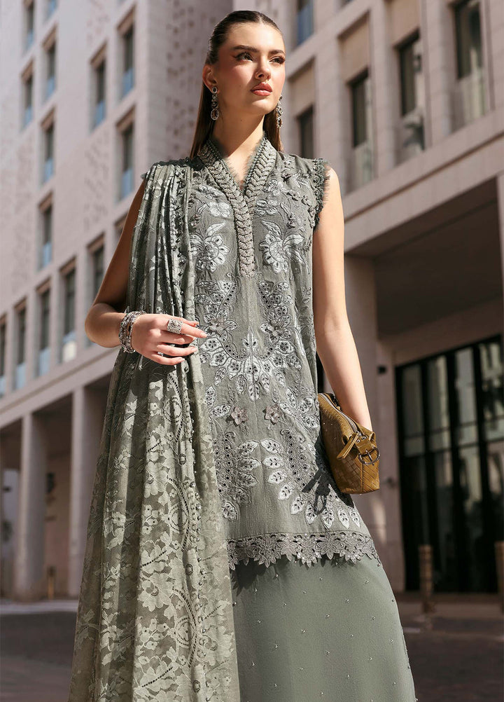Maria B Unstitched Embroidered Luxury Lawn 3 Piece Suit MB26UEL 3B - Eid Collection