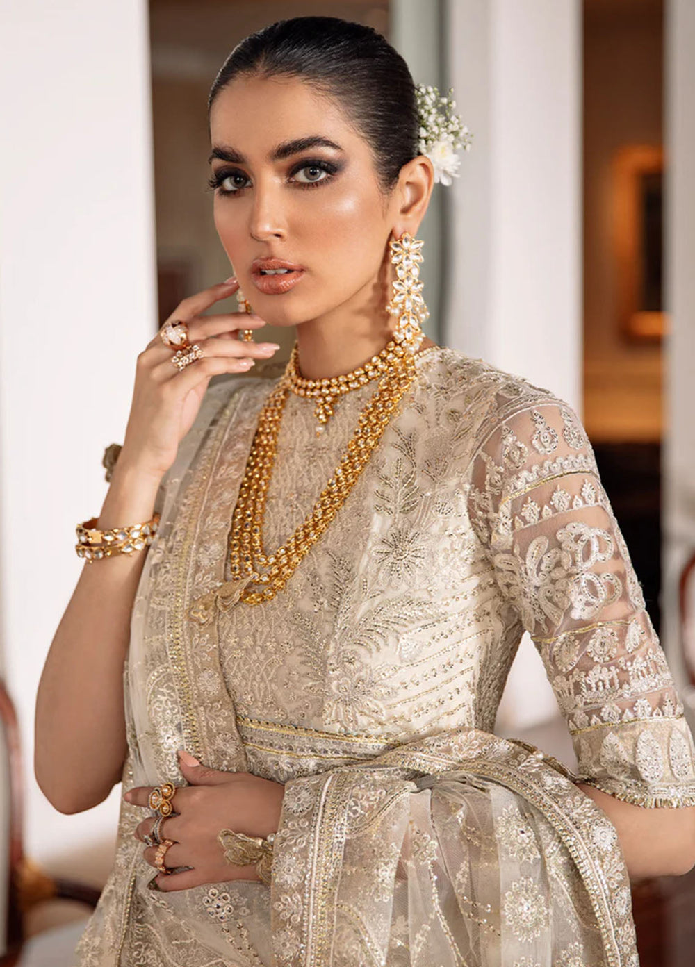 Baroque Embroidered Net Suits Unstitched 3 Piece BQ22CC EC-05 - Luxury Collection