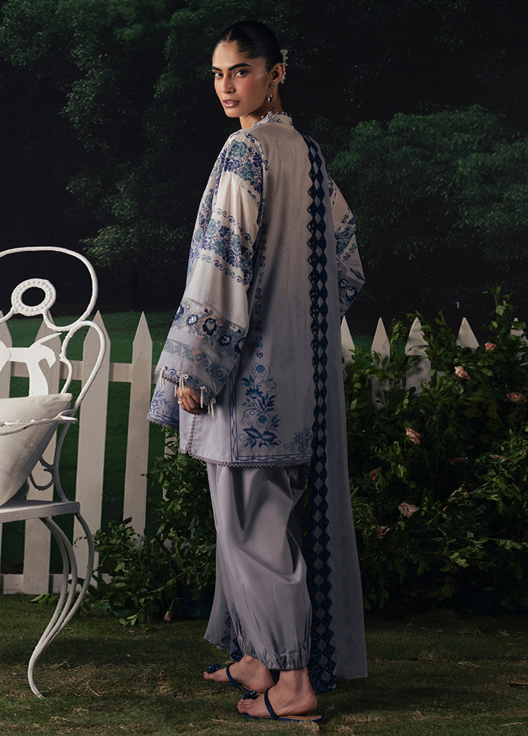 Moonsoon Edit by Cross Stitch Unstitched Printed Cambric 3 Piece Suit CS26UCM Azure Bloom - Casual Collection
