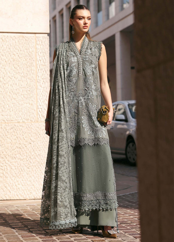 Maria B Unstitched Embroidered Luxury Lawn 3 Piece Suit MB26UEL 3B - Eid Collection