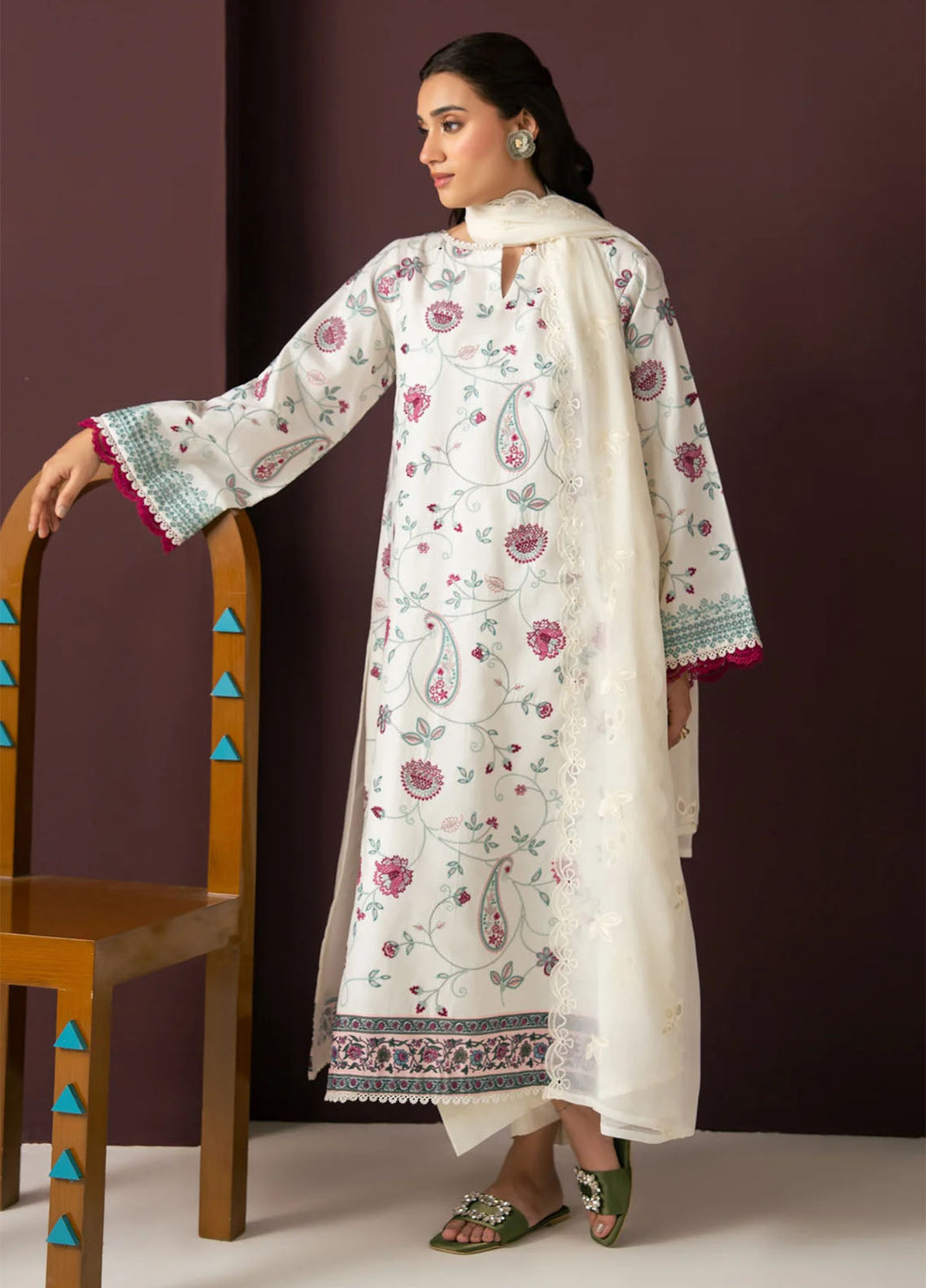 Namah by Xenia Formals Unstitched Embroidered Lawn 3 Piece Suit XF26UNL Sky Still 02 - Festive Collection