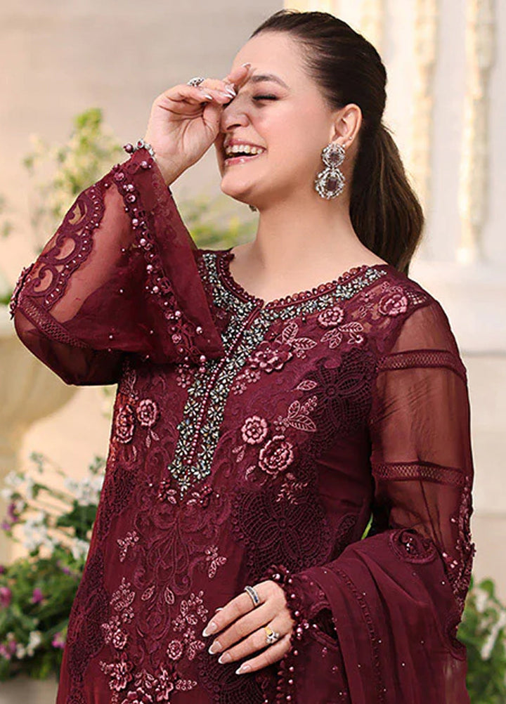Maria B Unstitched Embroidered Chiffon 3 Piece Suit MB26UCF D8 - Festive Collection