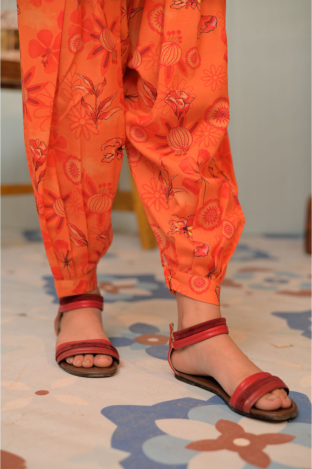 Senorita Kids RTW Orange and Multicolor Casual 2 Piece Suit Polyester Swiss Lawn KAC-02959 - Summer Collection