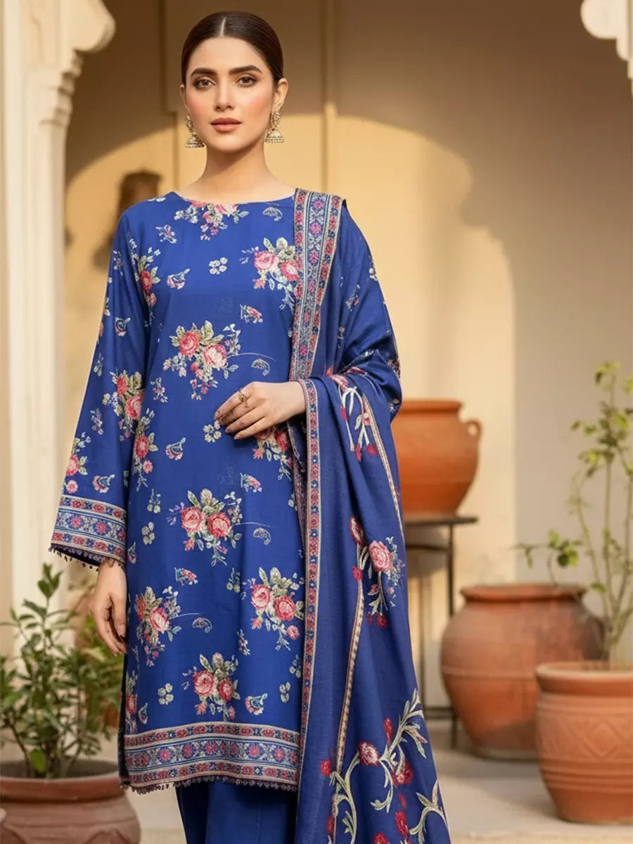 Salitex Untitched Printed Khaddar 3 Piece Suit SUNS7ASI516 - Winter Collection