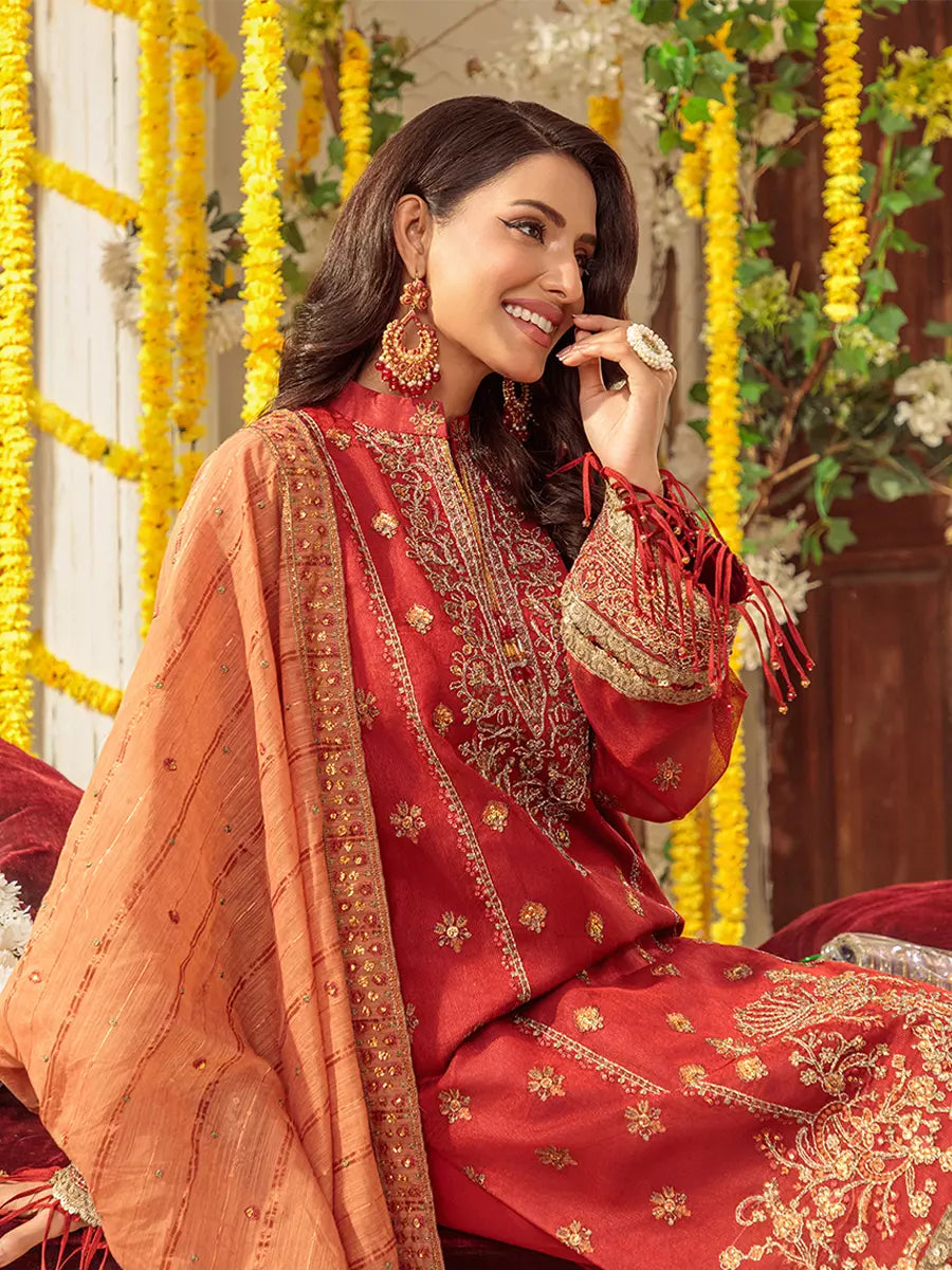 Salitex Unstitched Embroidered Khaddi Net 3 Piece Suit SUNS7JI065UT - Festive Collection