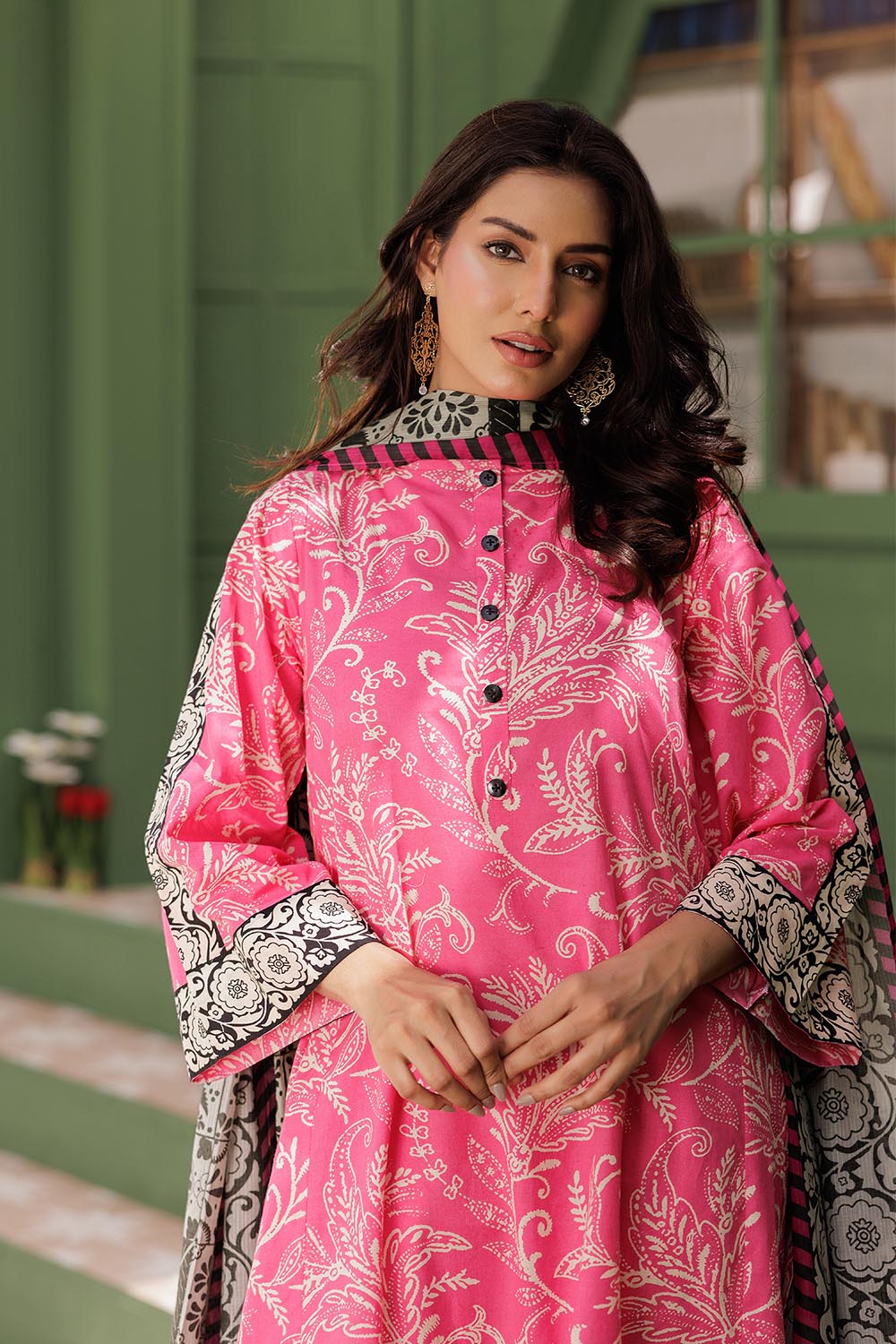 Senorita Women RTW Women Pink and Multicolor Casual 3 Piece Suit Cotton Lawn Printed LAD-03015 - Summer Collection