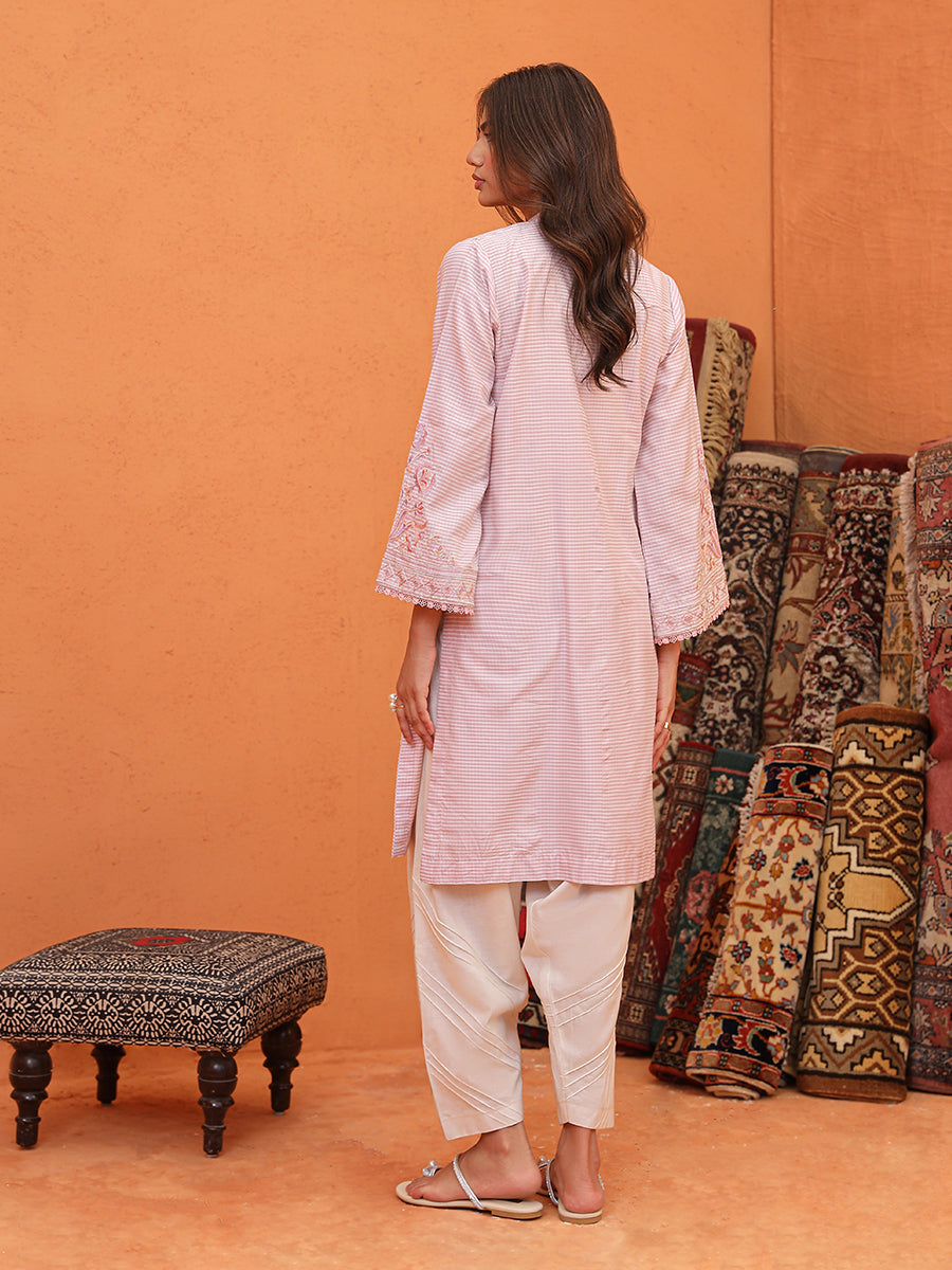 Salitex Women Embroidered 1 Piece Yarn Dyed Shirt WRTKBA24AL217 - Summer Collection