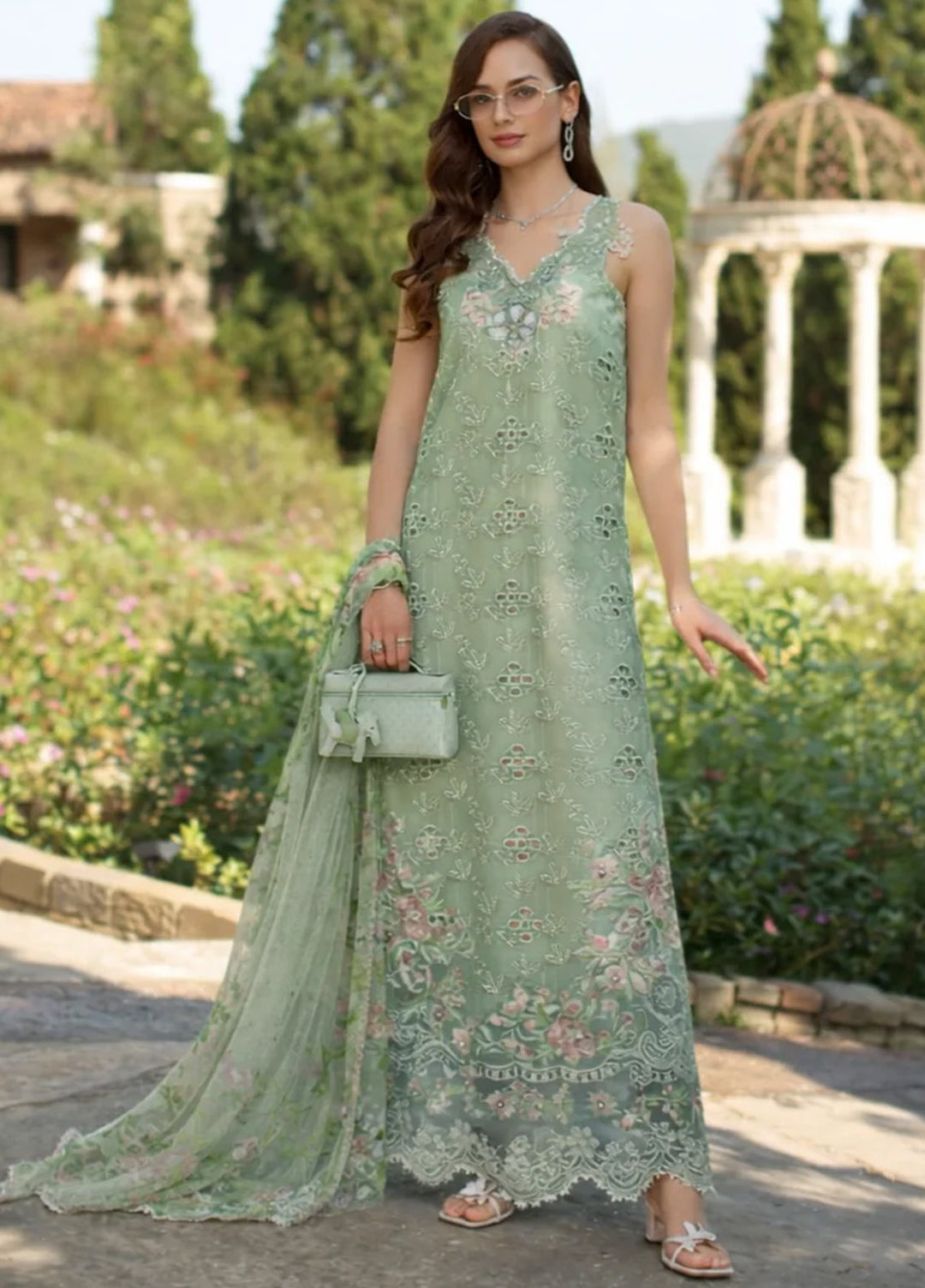 Noor by Saadia Asad Unstitched Embroidered Luxury Lawn 3 Piece Suit SA26UNL D7B-FLORINE - Eid Collection