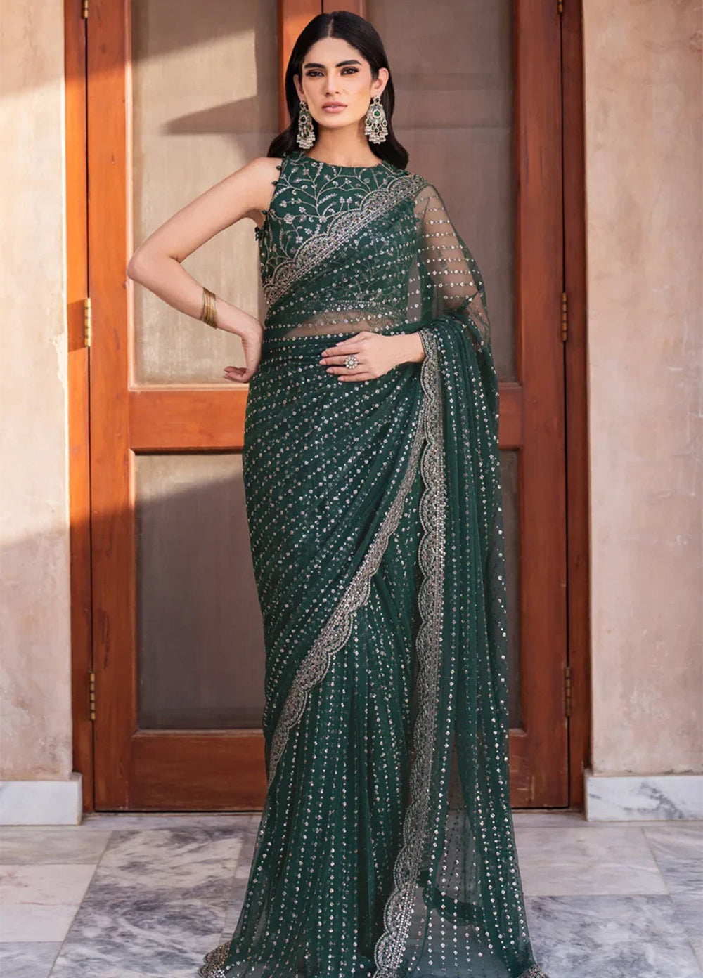 Zarif Embroidered Net Suits Unstitched 3 Piece ZR25UF SBA-05 Keran - Formals Collection