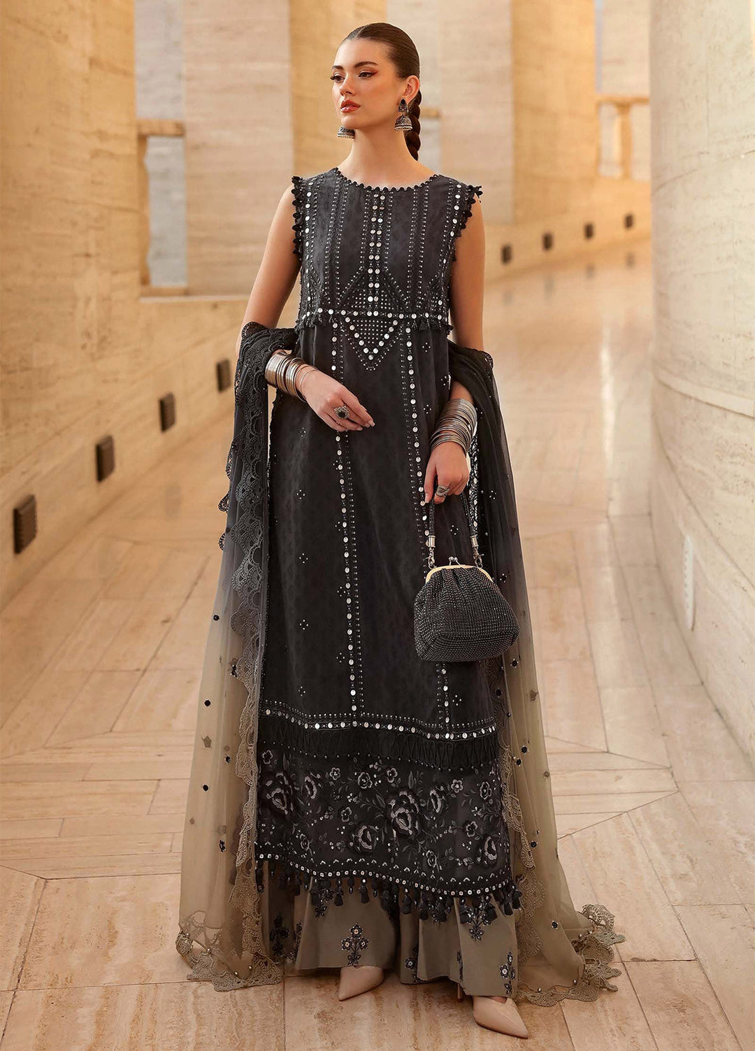 Maria B Unstitched Embroidered Luxury Lawn 3 Piece Suit MB26UEL 2B - Eid Collection