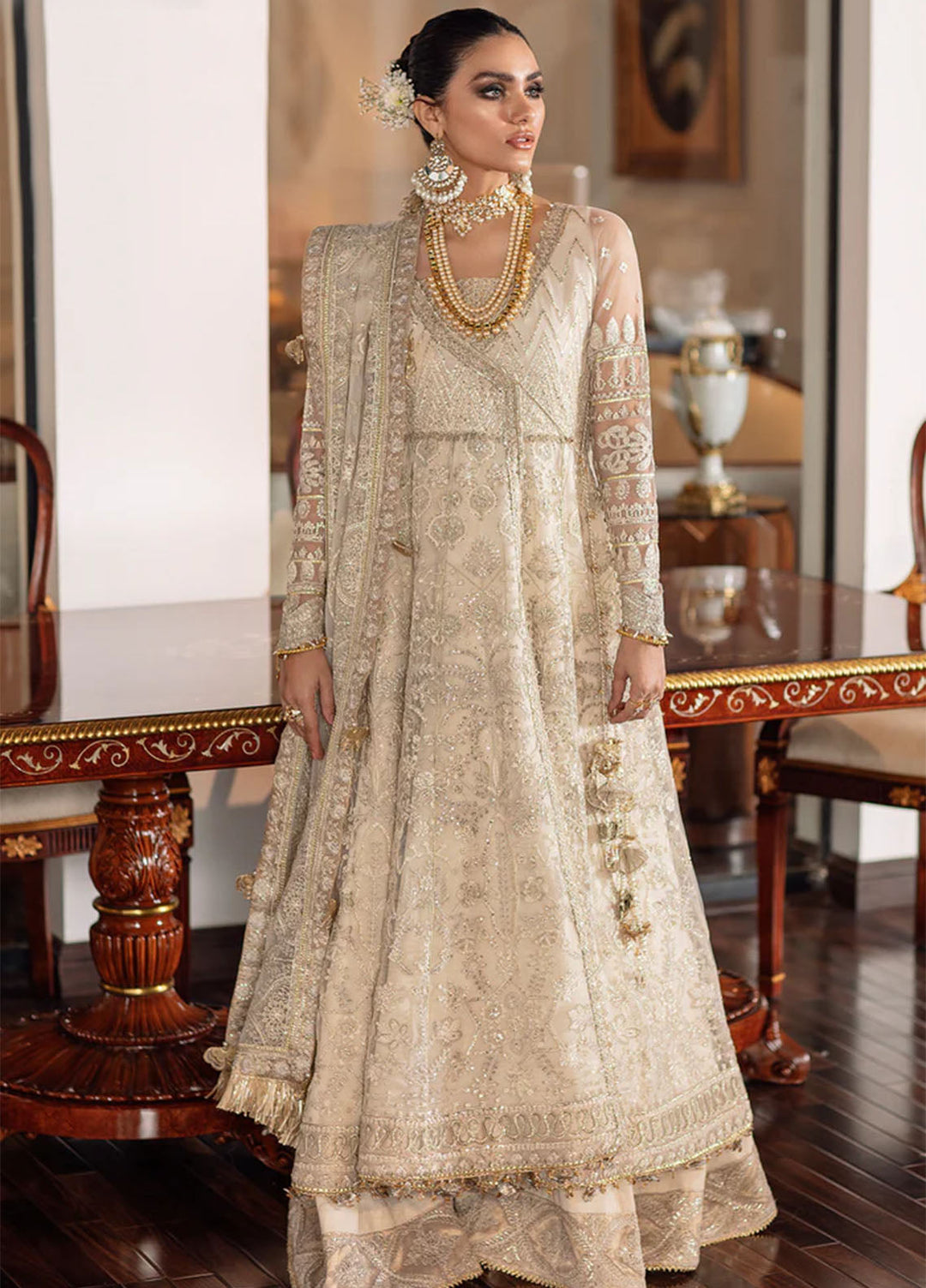 Baroque Embroidered Net Suits Unstitched 3 Piece BQ22CC EC-05 - Luxury Collection