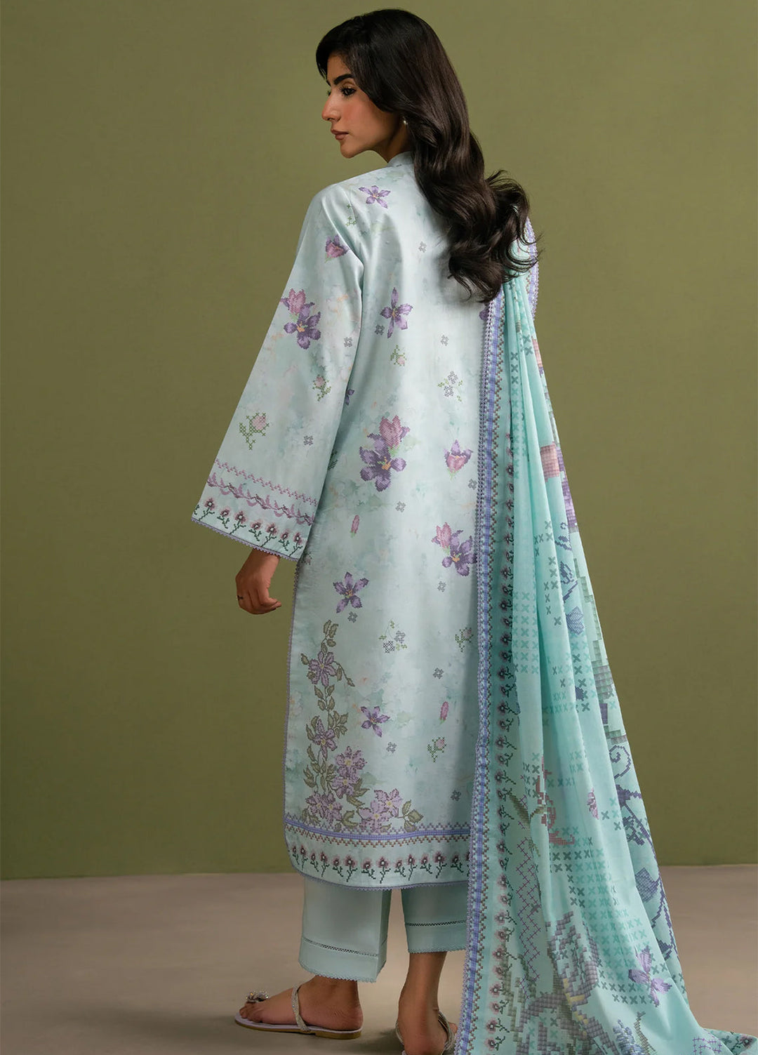 Seran Essentials Unstitched Printed Lawn 3 Piece Suit SN26UEL Zerin D-06 - Summer Collection