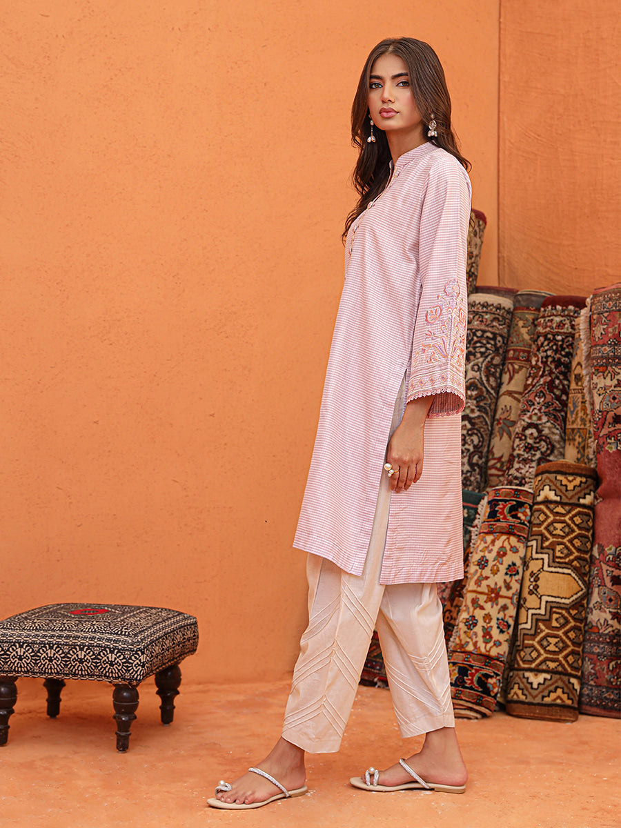 Salitex Women Embroidered 1 Piece Yarn Dyed Shirt WRTKBA24AL217 - Summer Collection