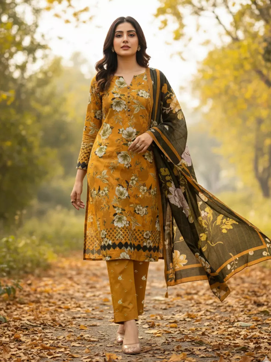 Salitex Untitched Printed Khaddar 3 Piece Suit SUNS7ASI512 - Winter Collection