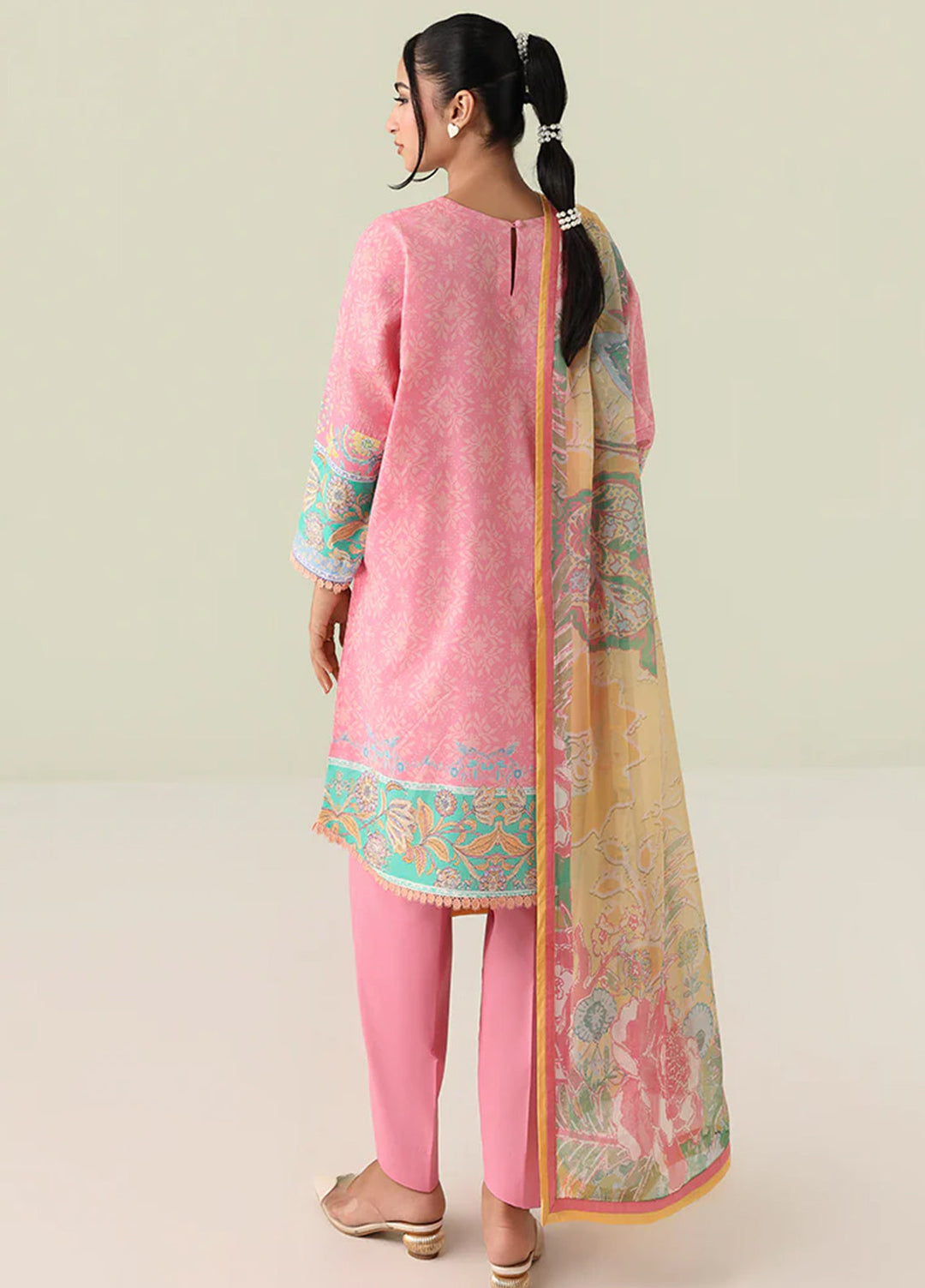 Rosette by Roheenaz Unstitched Lawn Embroidered 3 Piece Suit RNZ26UR Golden Hour-4A - Summer Collection