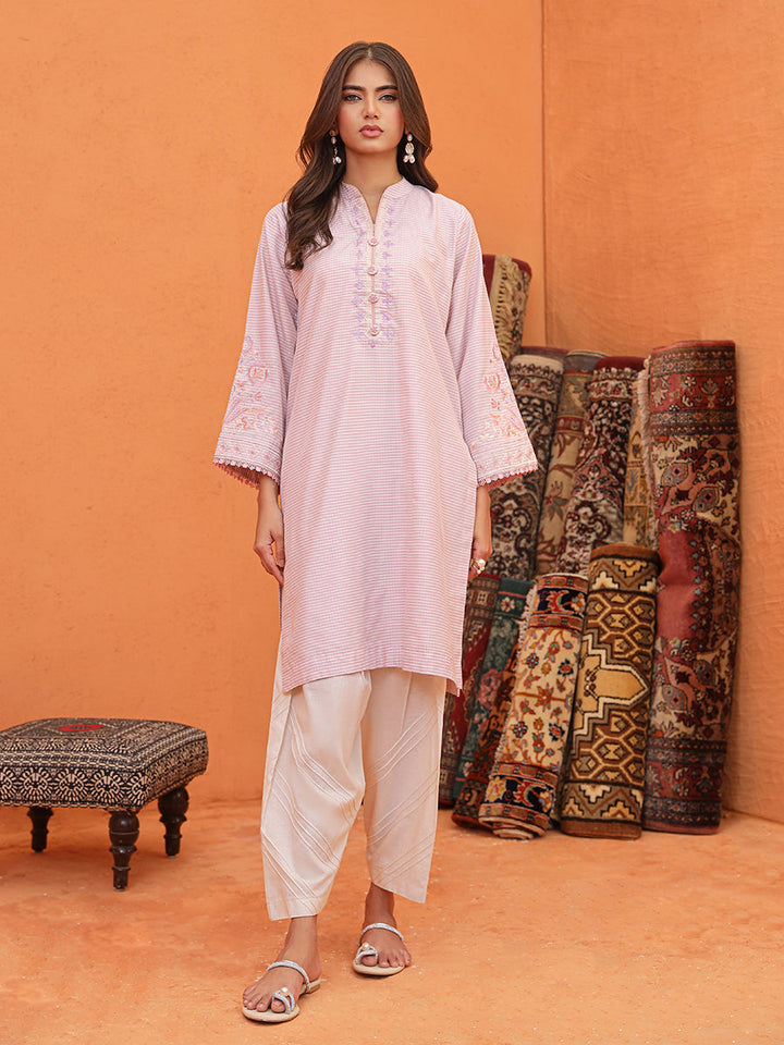 Salitex Women Embroidered 1 Piece Yarn Dyed Shirt WRTKBA24AL217 - Summer Collection