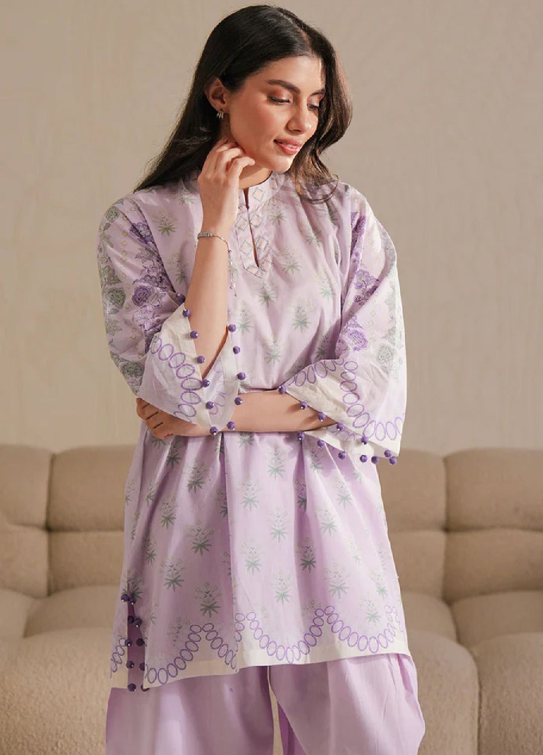 Cross Stitch Unstitched Lawn Printed Lawn 2 Piece Suit CS26UD D-13 Opulent Orchid - Summer Collection