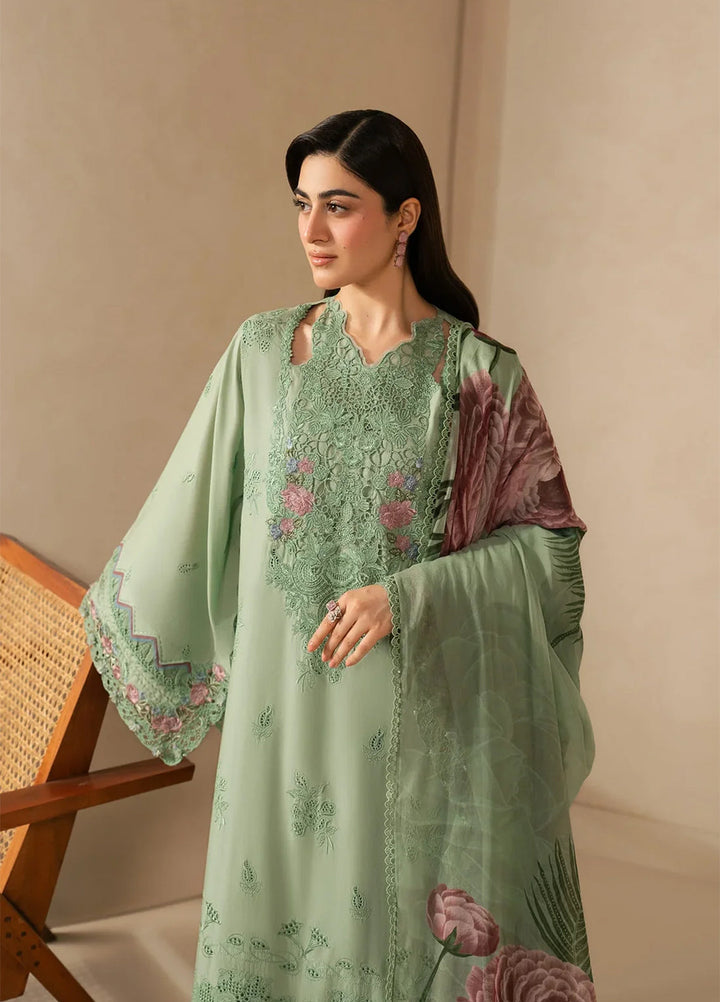 E-Craft by Elaf Unstitched Embroidered Lawn 3 Piece Suit EHC-4B Aloe - Casual Collection