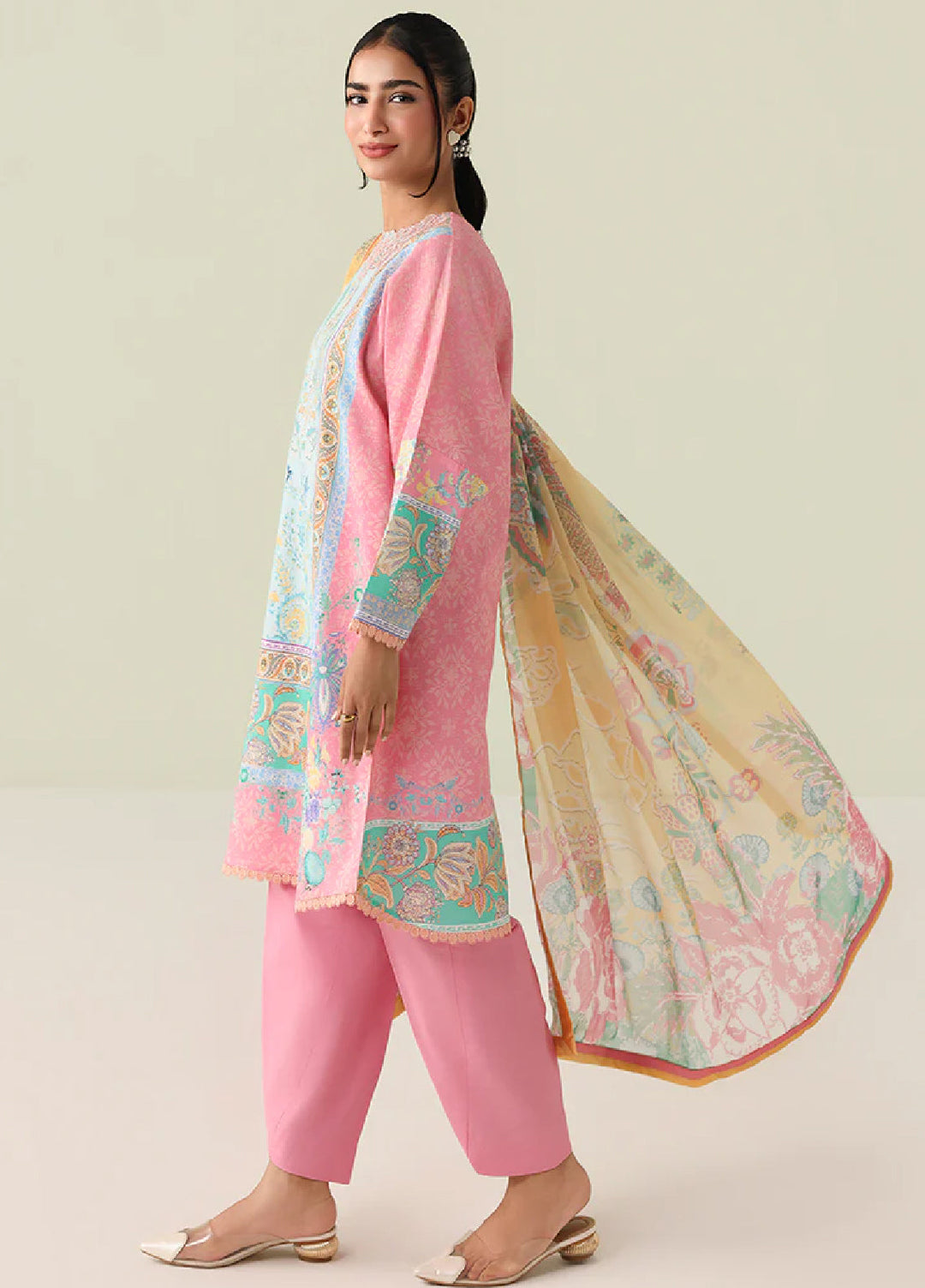 Rosette by Roheenaz Unstitched Lawn Embroidered 3 Piece Suit RNZ26UR Golden Hour-4A - Summer Collection