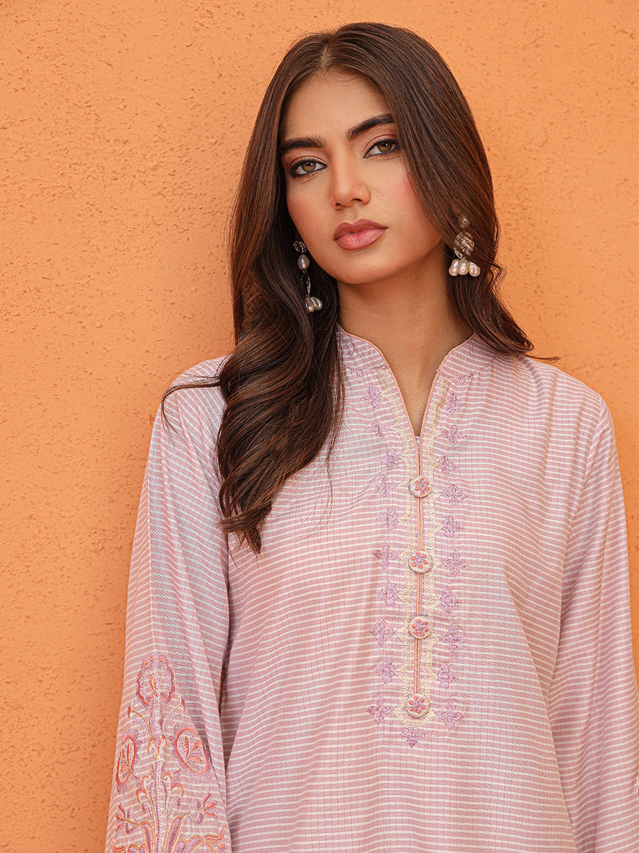 Salitex Women Embroidered 1 Piece Yarn Dyed Shirt WRTKBA24AL217 - Summer Collection