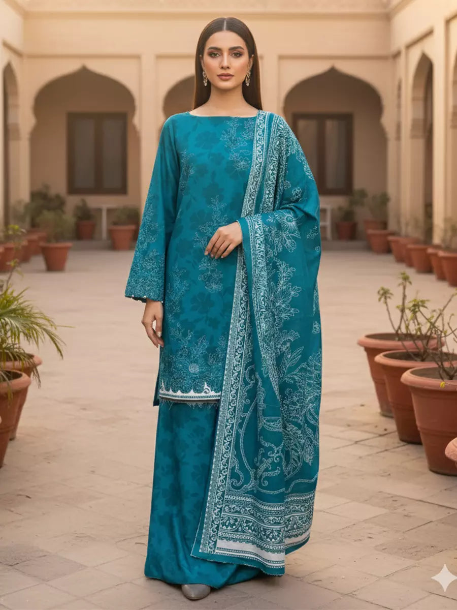Salitex Untitched Printed Khaddar 3 Piece Suit SUNS7ASI501 - Winter Collection