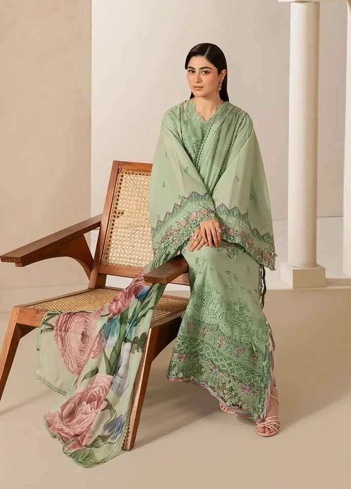 E-Craft by Elaf Unstitched Embroidered Lawn 3 Piece Suit EHC-4B Aloe - Casual Collection