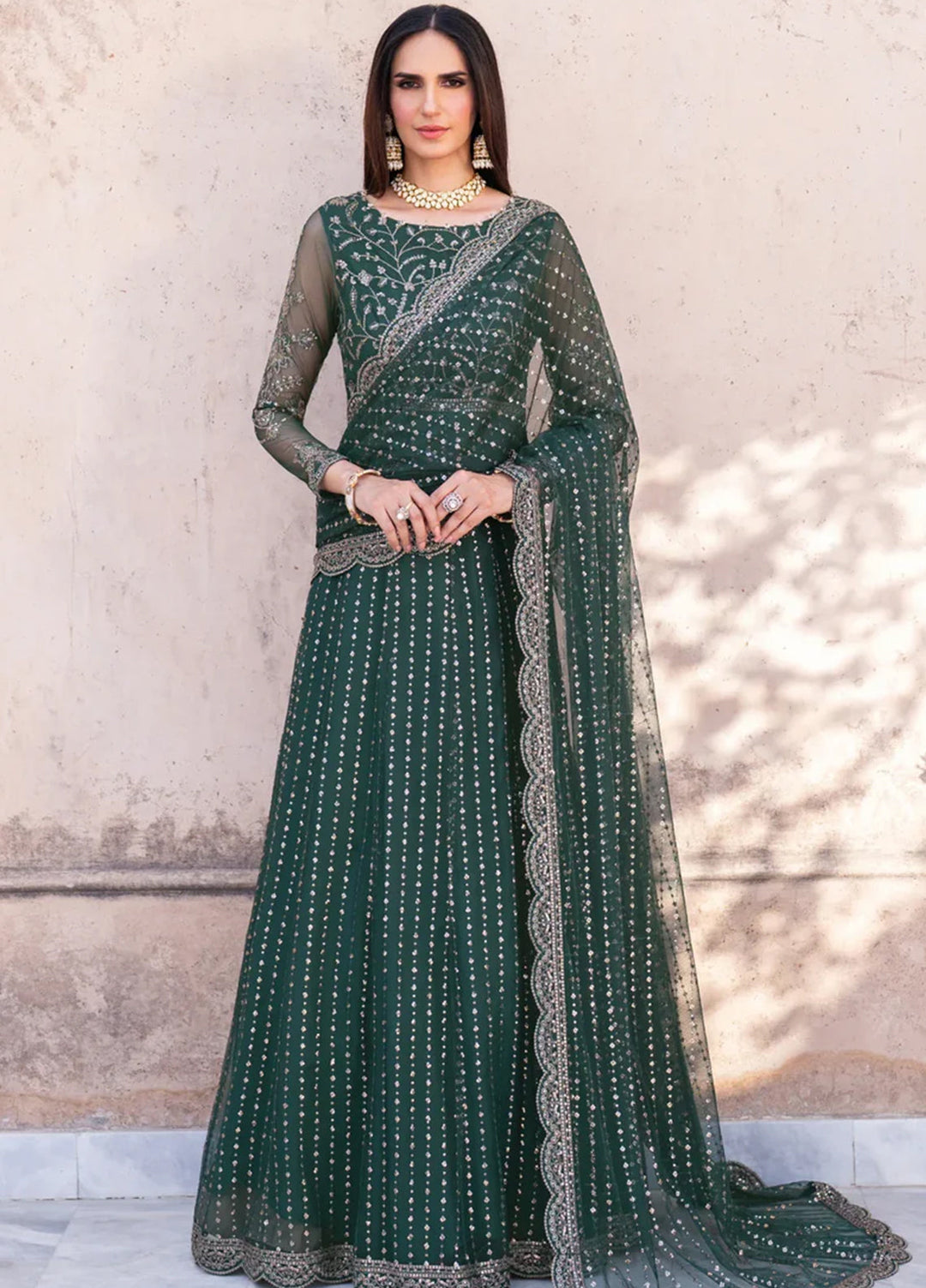 Zarif Embroidered Net Suits Unstitched 3 Piece ZR25UF SBA-05 Keran - Formals Collection