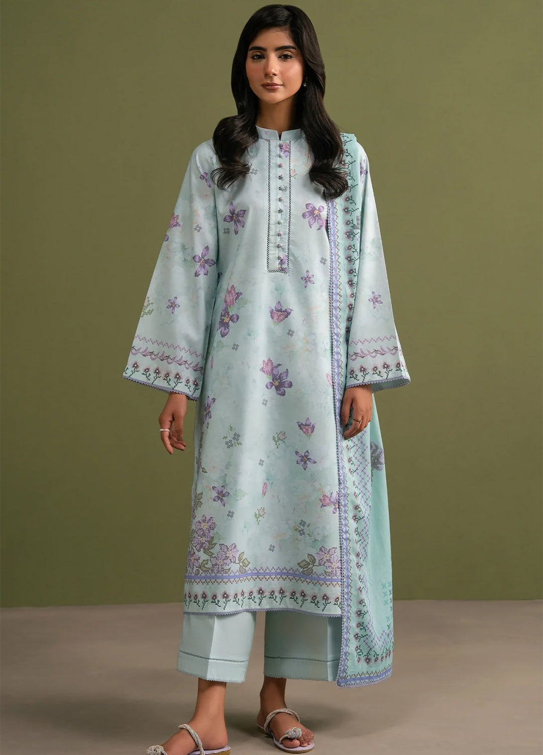 Seran Essentials Unstitched Printed Lawn 3 Piece Suit SN26UEL Zerin D-06 - Summer Collection