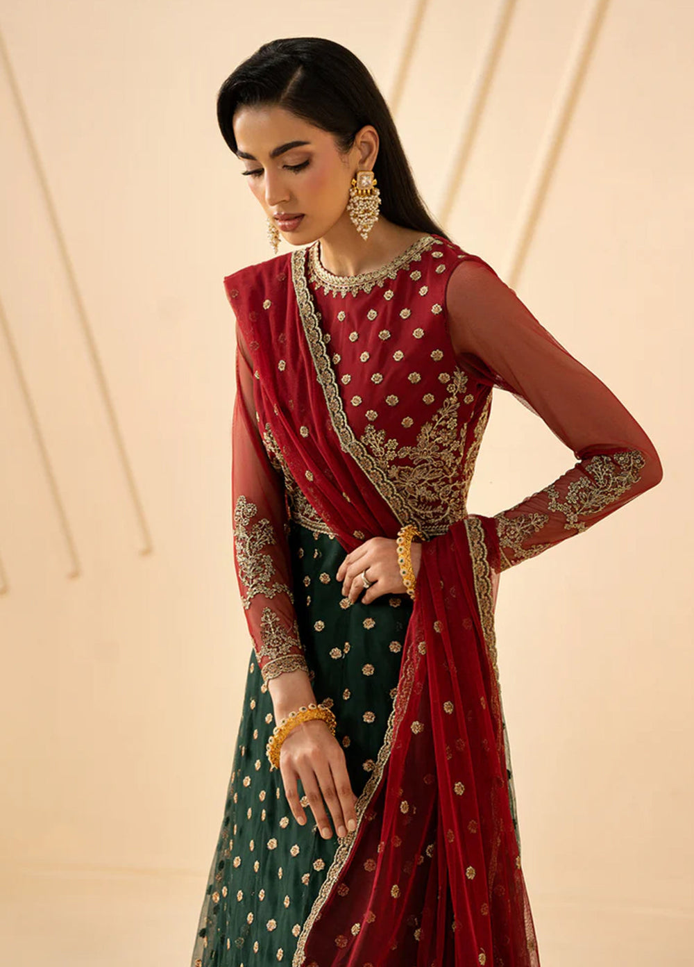 Riwayat by Zarif Unstitched Embroidered Net 4 Piece Suit ZR26URN Elika ZRF-RC-02 - Festive Collection