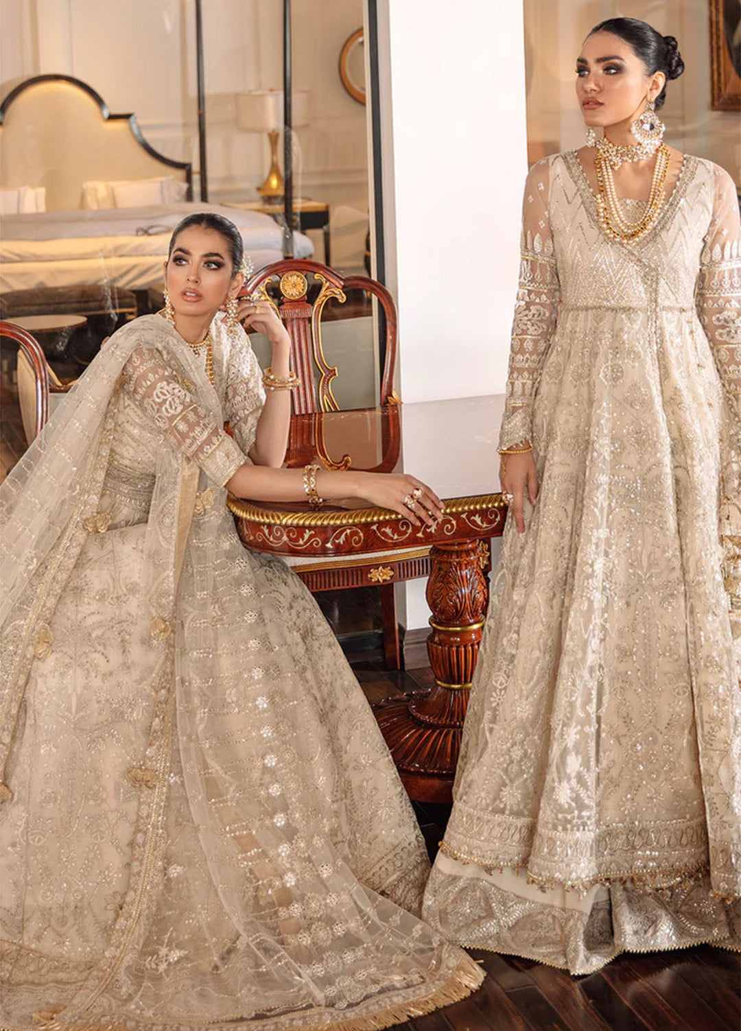 Baroque Embroidered Net Suits Unstitched 3 Piece BQ22CC EC-05 - Luxury Collection