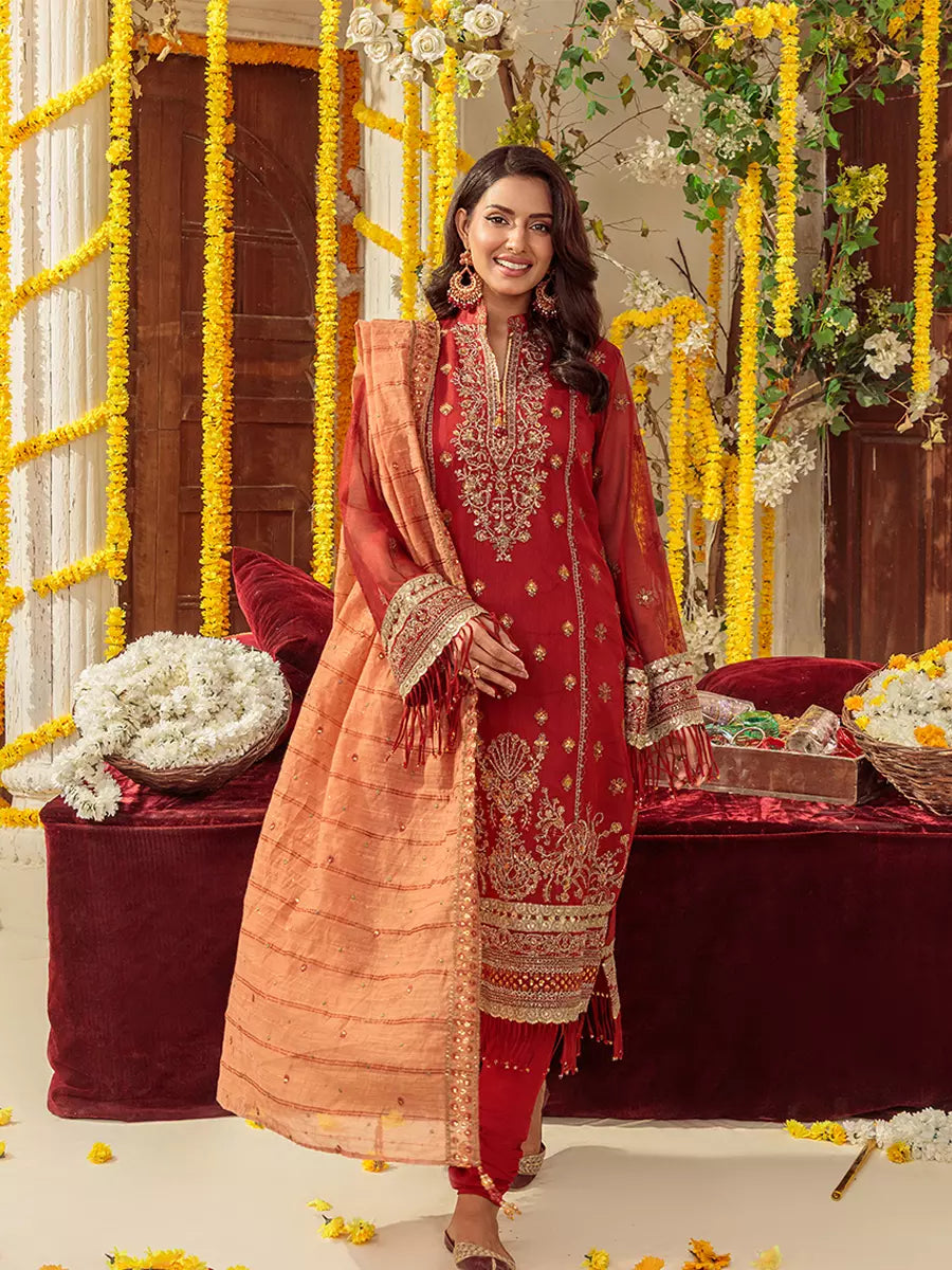 Salitex Unstitched Embroidered Khaddi Net 3 Piece Suit SUNS7JI065UT - Festive Collection