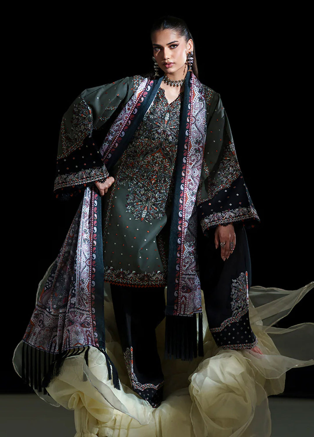 Amour by Bin Ilyas Unstitched Embroidered Lawn 3 Piece Suit BI26ULA 182A - Festive Collection