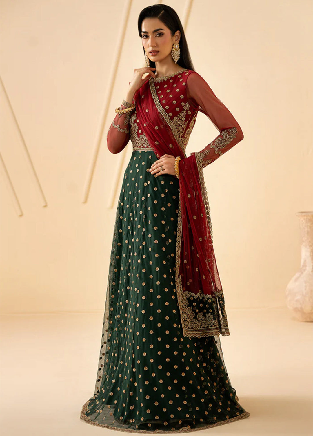 Riwayat by Zarif Unstitched Embroidered Net 4 Piece Suit ZR26URN Elika ZRF-RC-02 - Festive Collection