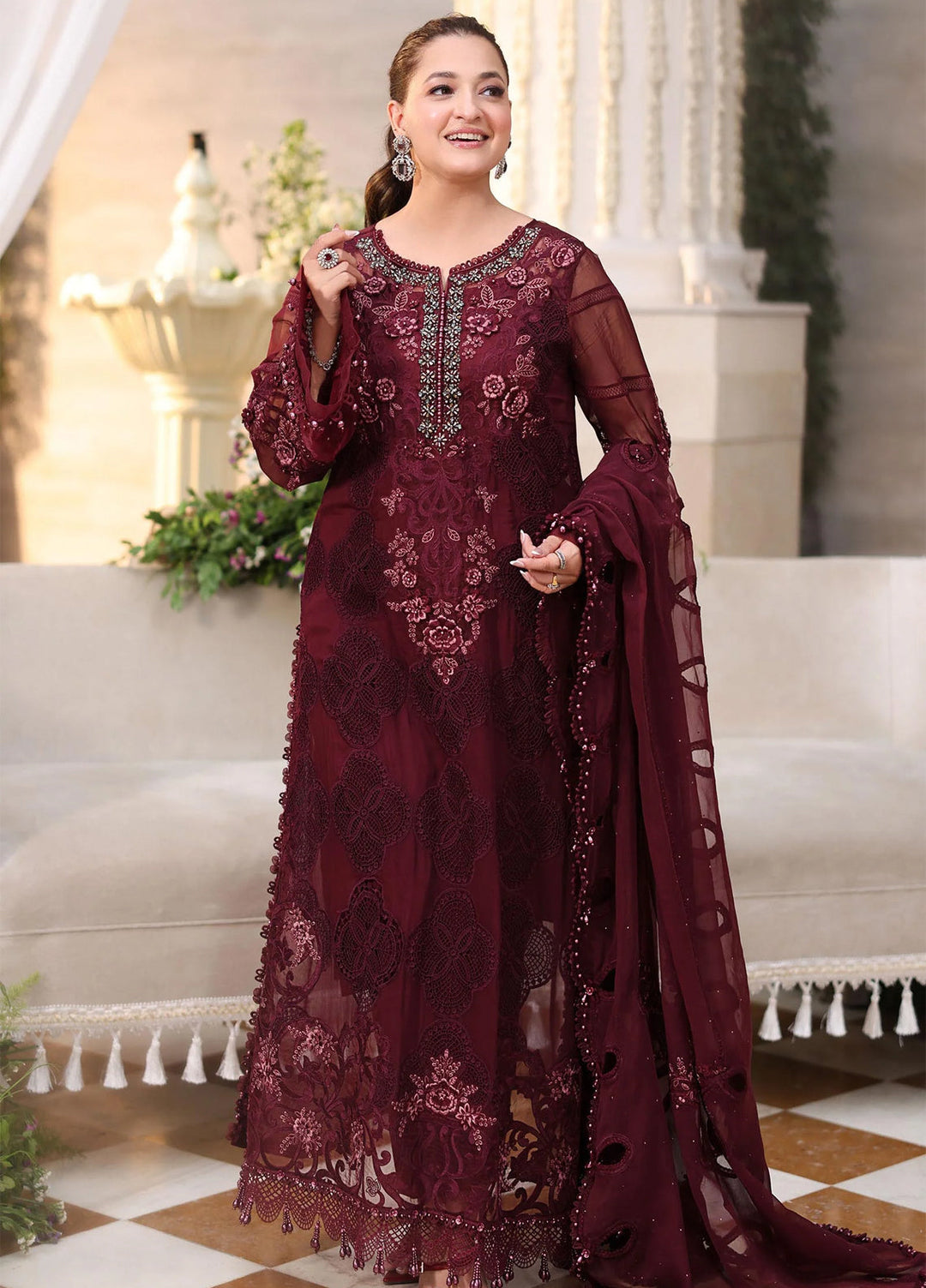 Maria B Unstitched Embroidered Chiffon 3 Piece Suit MB26UCF D8 - Festive Collection