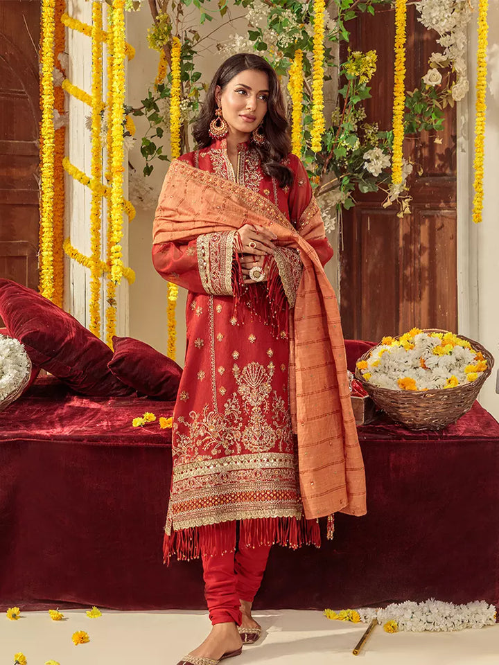 Salitex Unstitched Embroidered Khaddi Net 3 Piece Suit SUNS7JI065UT - Festive Collection