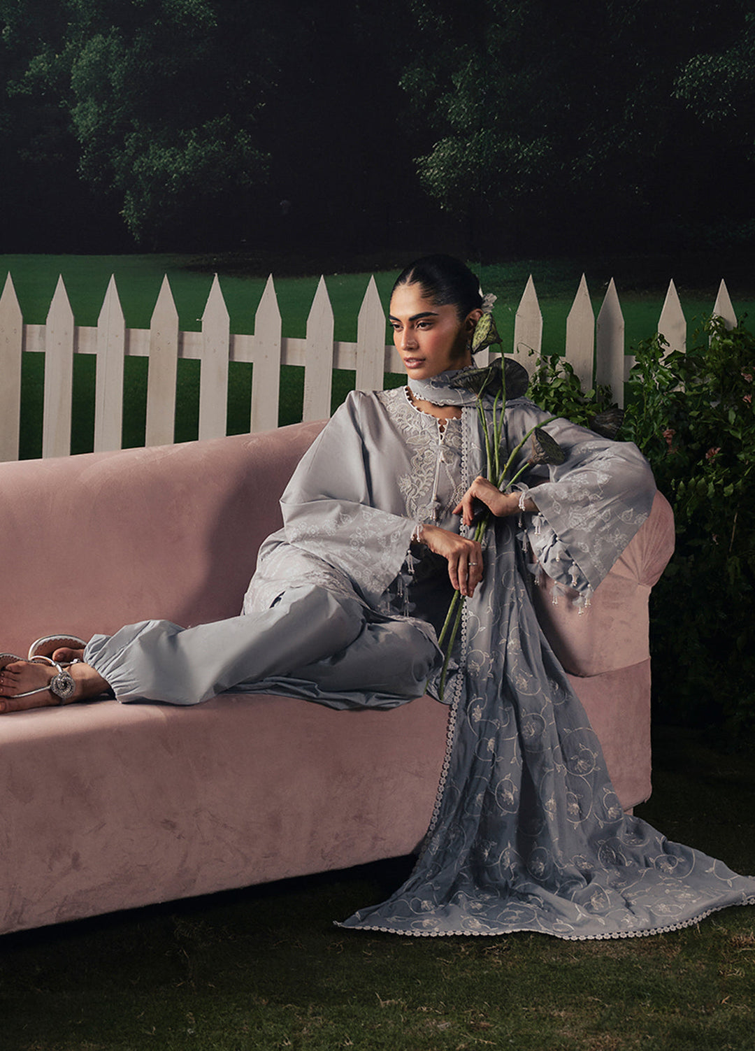 Moonsoon Edit by Cross Stitch Unstitched Printed Cambric 3 Piece Suit CS26UCM Selene Glow - Casual Collection