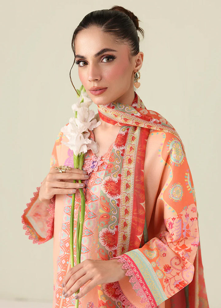 Rosette by Roheenaz Unstitched Lawn Embroidered 3 Piece Suit RNZ26UR Warm Horizon-5B - Summer Collection