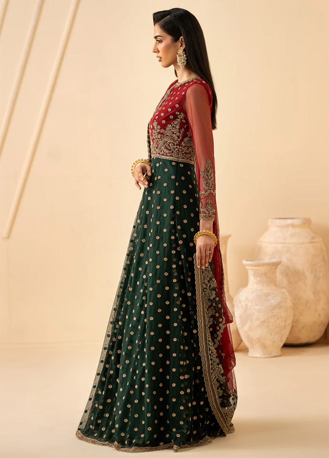 Riwayat by Zarif Unstitched Embroidered Net 4 Piece Suit ZR26URN Elika ZRF-RC-02 - Festive Collection