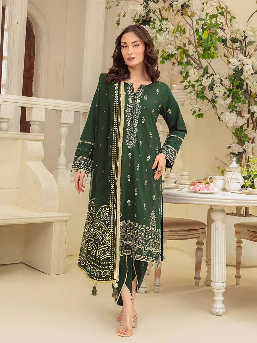 Salitex Unstitched Embroidered Cambric 3 Piece Suit UNS7MK005UT - Festive Collection