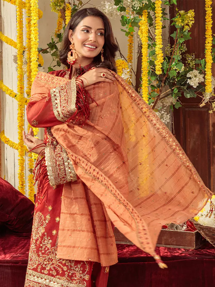 Salitex Unstitched Embroidered Khaddi Net 3 Piece Suit SUNS7JI065UT - Festive Collection