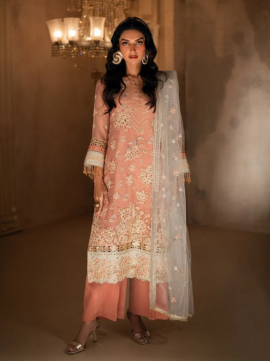 Salitex Roma Luxury Unstitched Embroidered Cotton Net 3 Piece Suit SUNW6RO003UT - Festive Collection