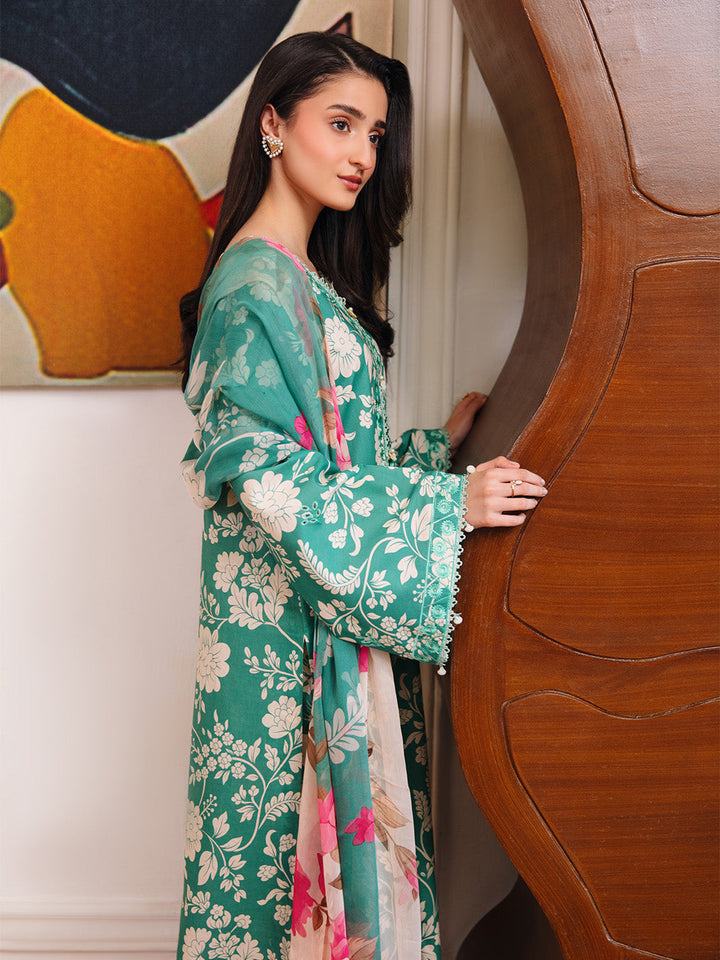 Femmora by Yards Unstitched Embroidered Lawn 3 Piece Suit Emerald Green Casual Collection