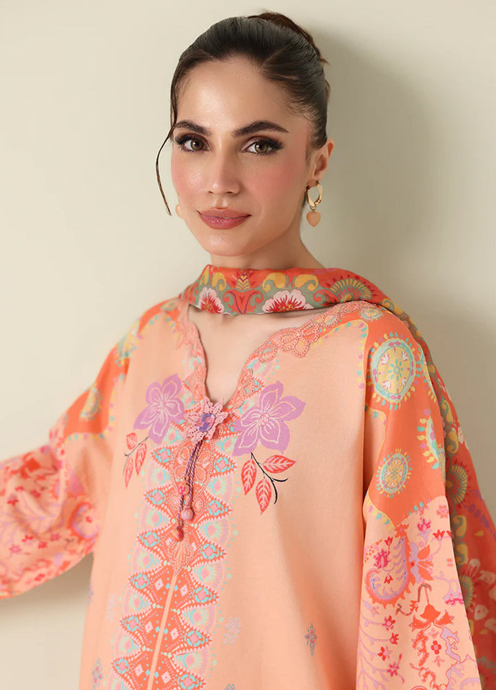 Rosette by Roheenaz Unstitched Lawn Embroidered 3 Piece Suit RNZ26UR Warm Horizon-5B - Summer Collection