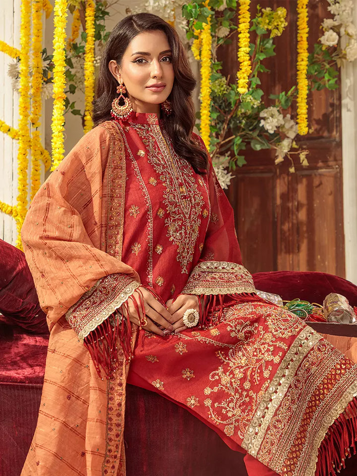 Salitex Unstitched Embroidered Khaddi Net 3 Piece Suit SUNS7JI065UT - Festive Collection