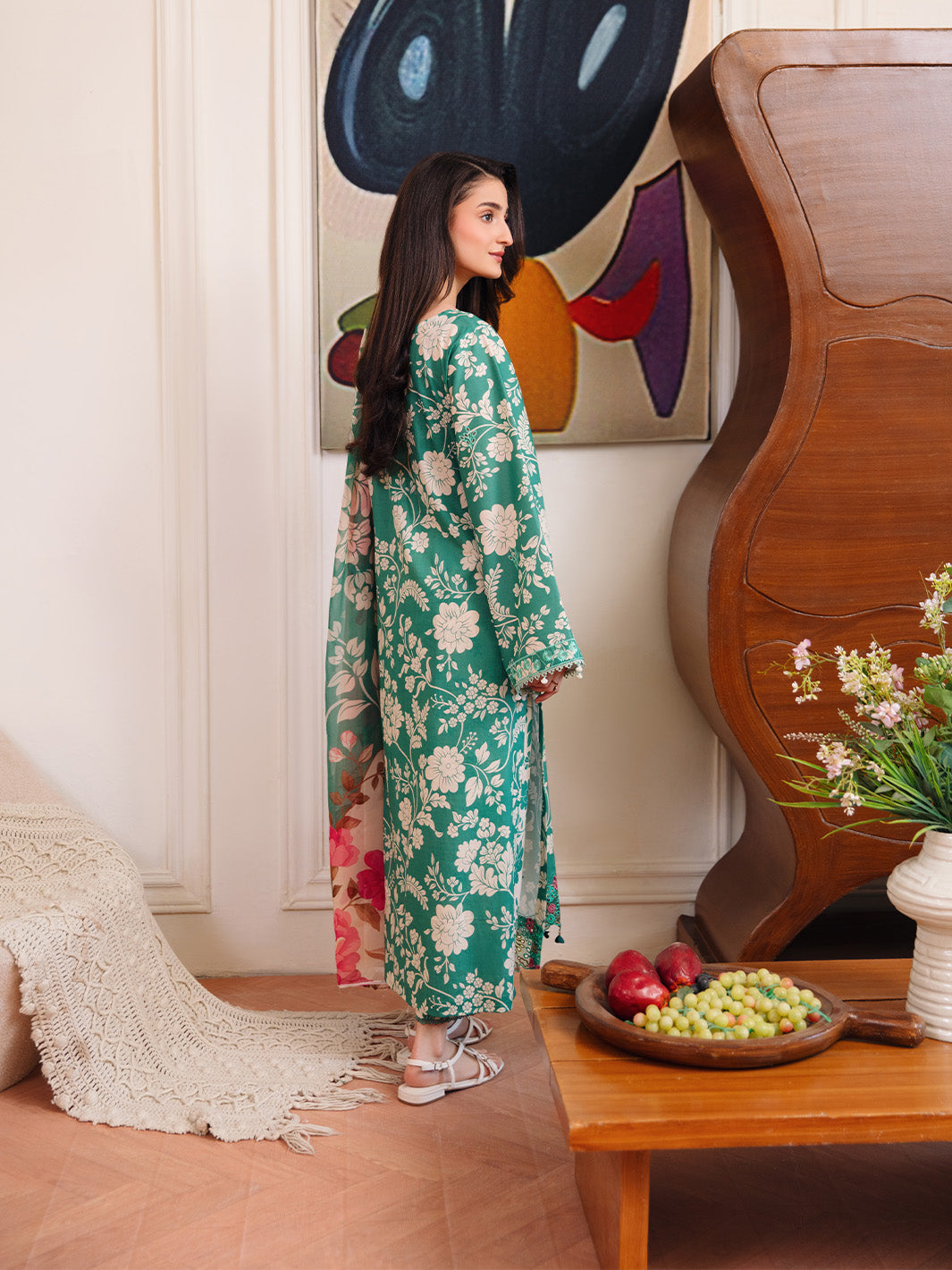Femmora by Yards Unstitched Embroidered Lawn 3 Piece Suit Emerald Green Casual Collection