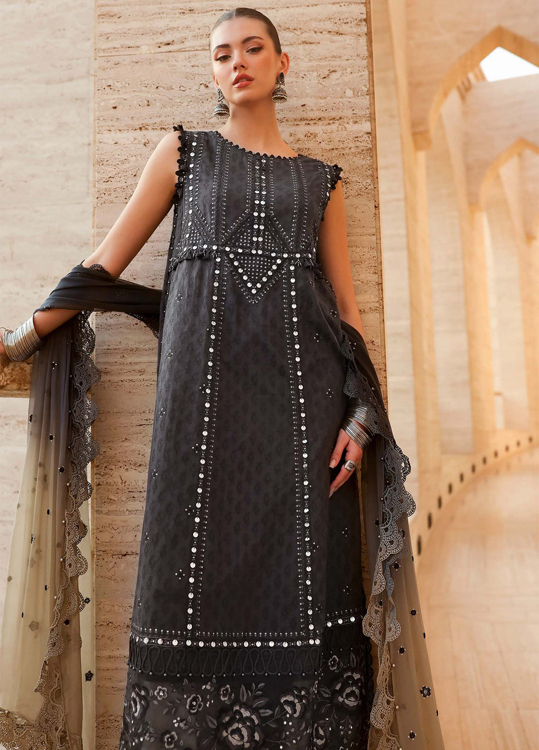 Maria B Unstitched Embroidered Luxury Lawn 3 Piece Suit MB26UEL 2B - Eid Collection