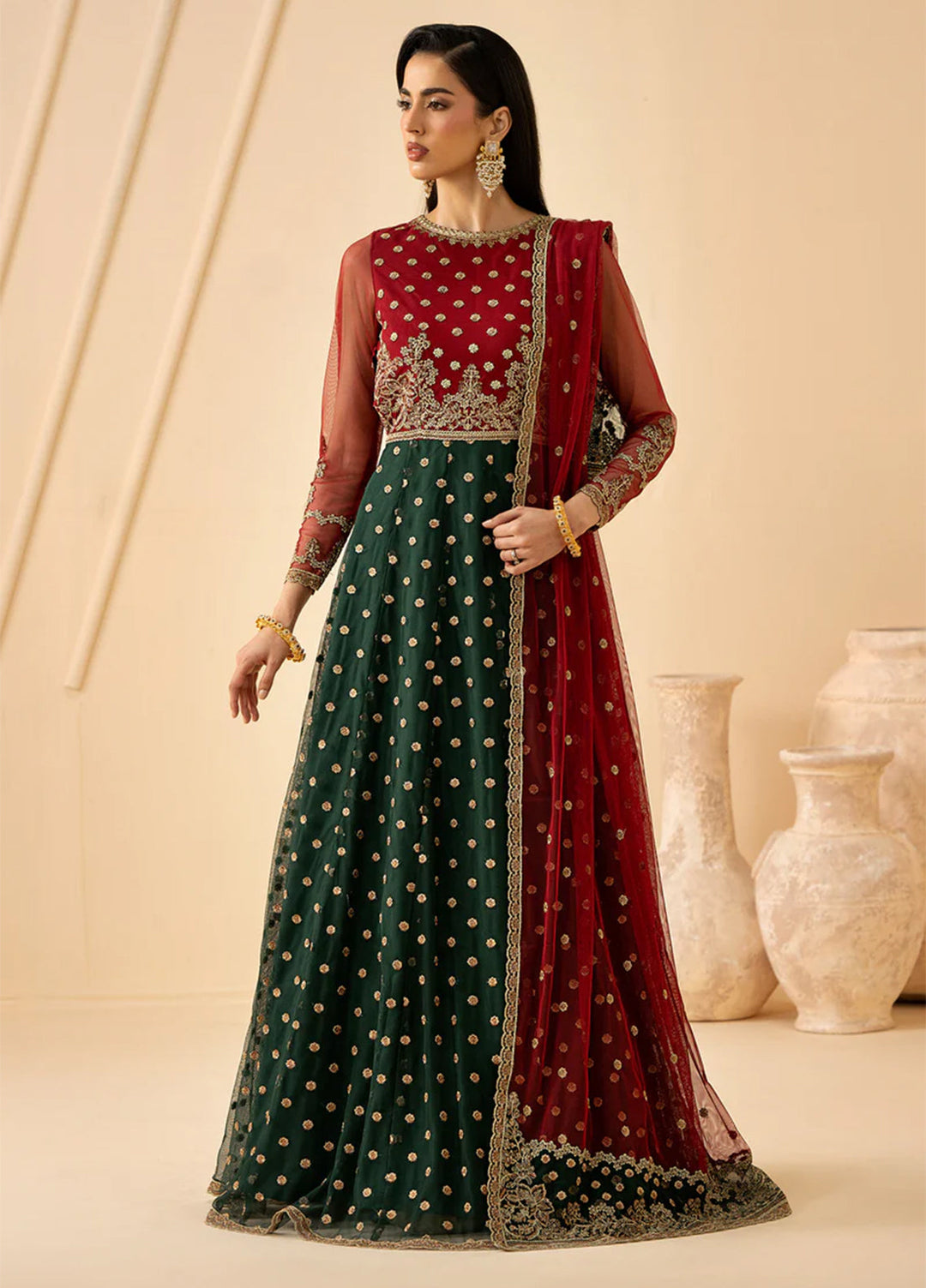 Riwayat by Zarif Unstitched Embroidered Net 4 Piece Suit ZR26URN Elika ZRF-RC-02 - Festive Collection