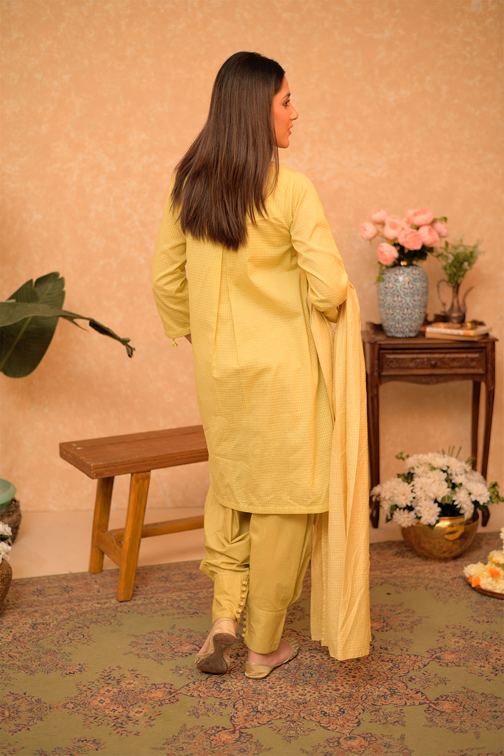 Senorita Women RTW Women Printed Parrot Green Casual 3 Piece Suit Cotton Dobby Self LAD-02875 - Summer Collection