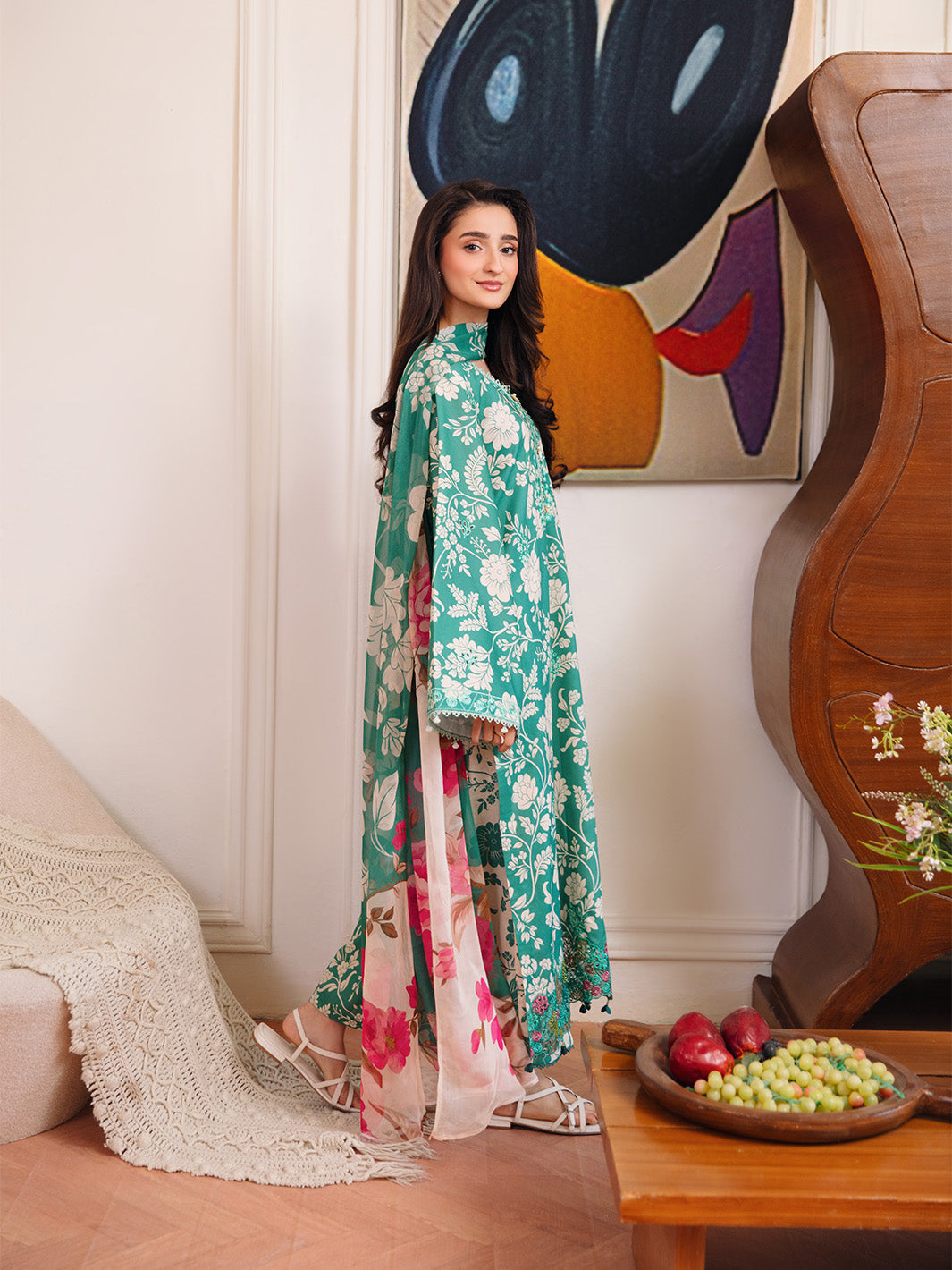 Femmora by Yards Unstitched Embroidered Lawn 3 Piece Suit Emerald Green Casual Collection